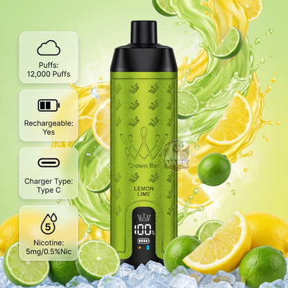 AlFakherCrownBar12000Puffs5MGLEMONLIME