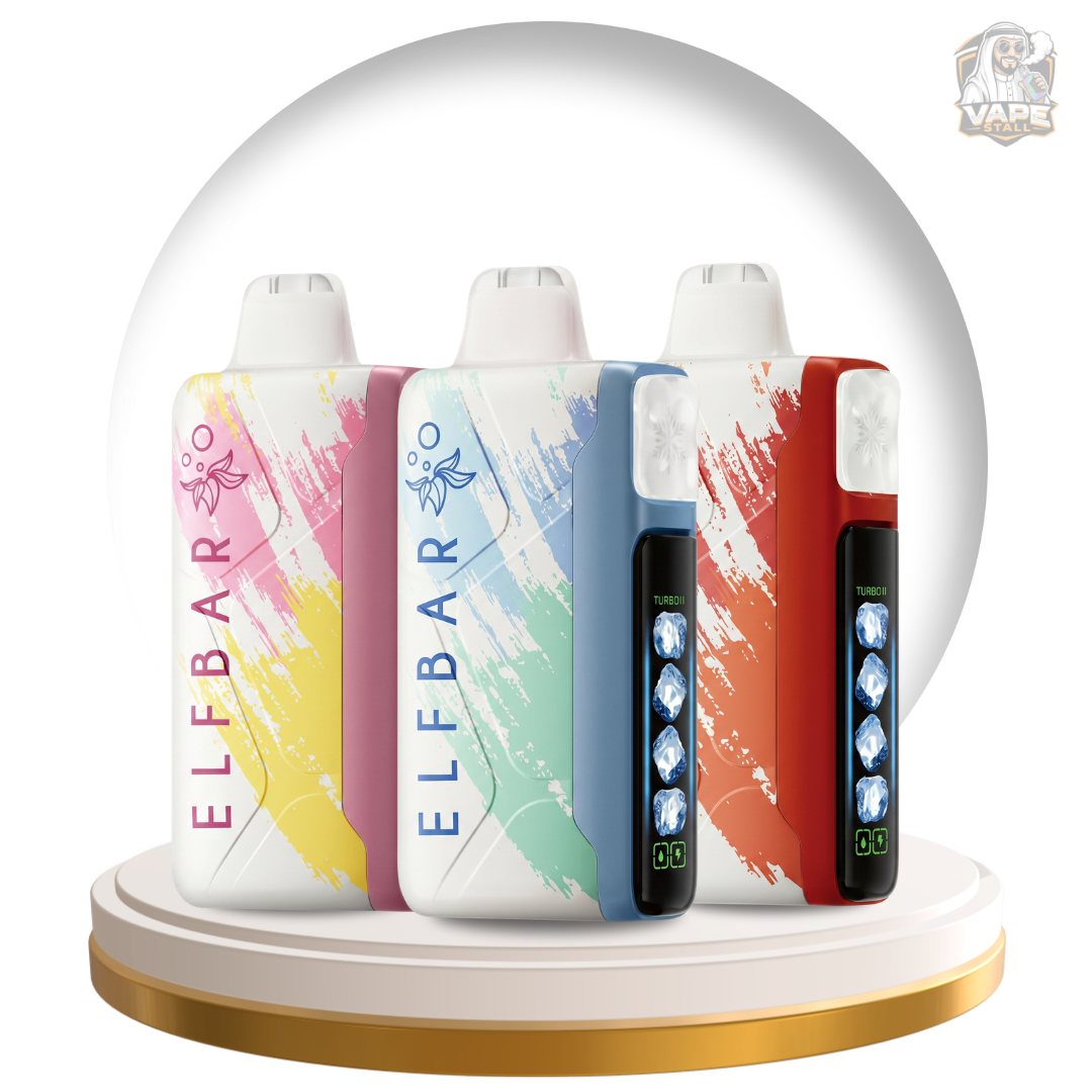 Buy Elf bar Ice King 30000 Puffs Disposable Vape 50mg in UAE, Colorful vape device with 'Elebar' branding on a white background